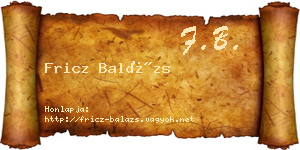 Fricz Balázs névjegykártya